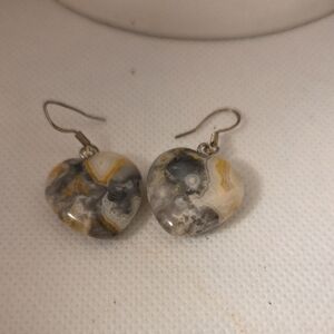Bumblebee Jasper Heart-Shaped Stone Earrings
